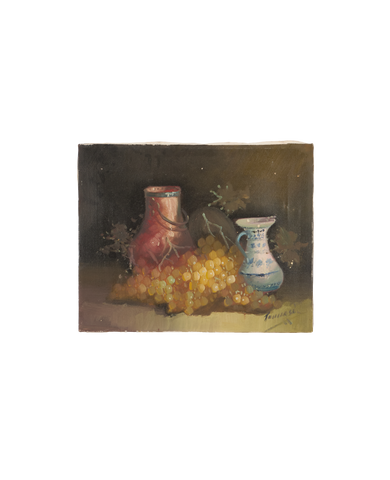 Vintage Still Life Painting from France made of Canvas