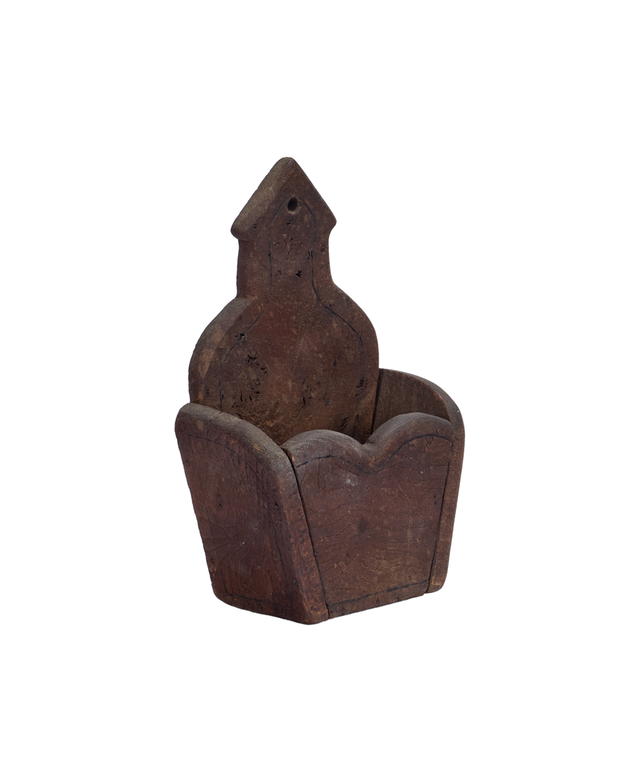 Vintage Scallop Wall Pocket from France made of Wood