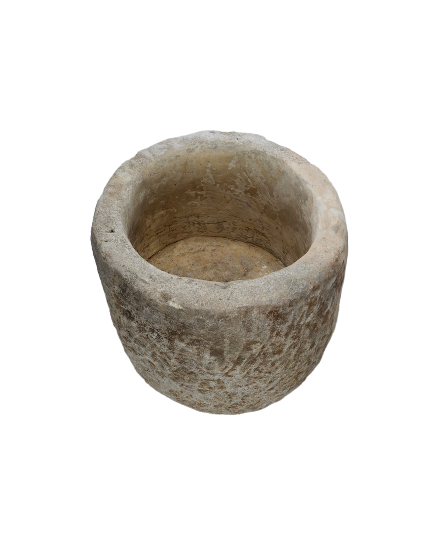 Vintage Limestone Trough - Round from Indonesia - Planters, Fountains, & Water Features