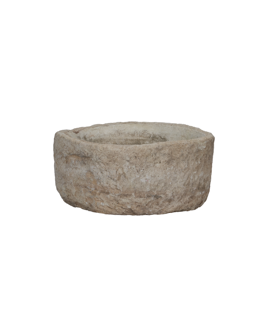 Vintage Limestone Trough - Round from Indonesia - Planters, Fountains, & Water Features
