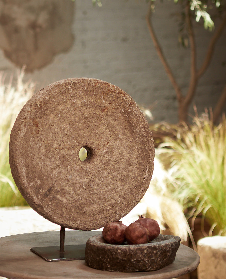 Antique Stone Wheel on Stand from Turkey made of Stone