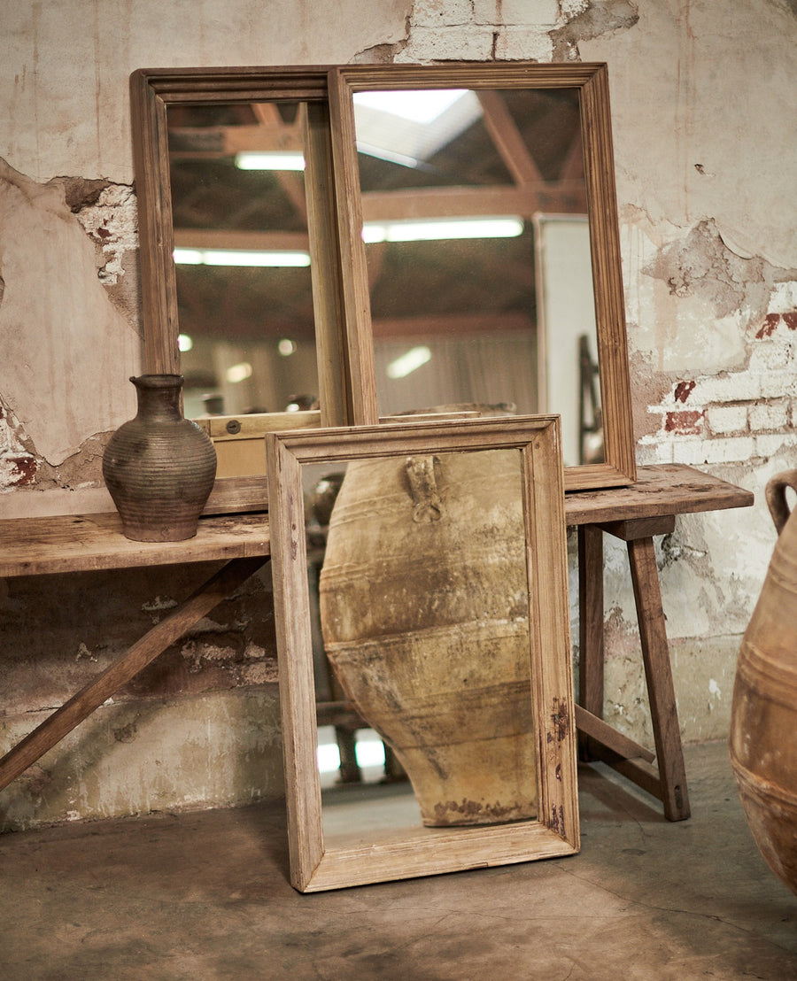 Vintage Teak Mirror from India made of Wood