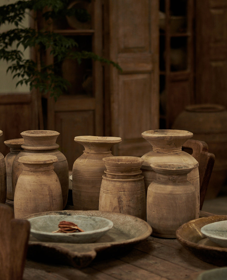 Vintage Teak Vase - Bleached from India made of Wood