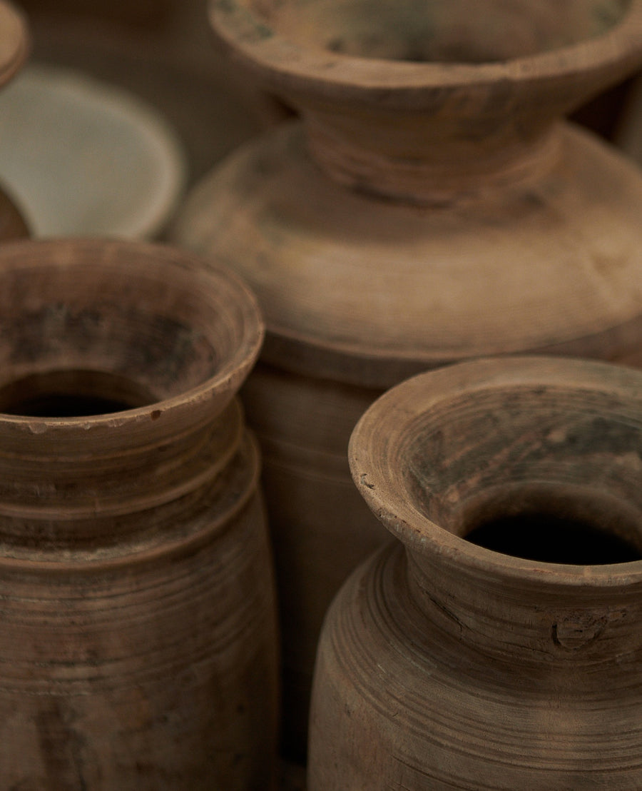 Vintage Teak Vase - Bleached from India made of Wood