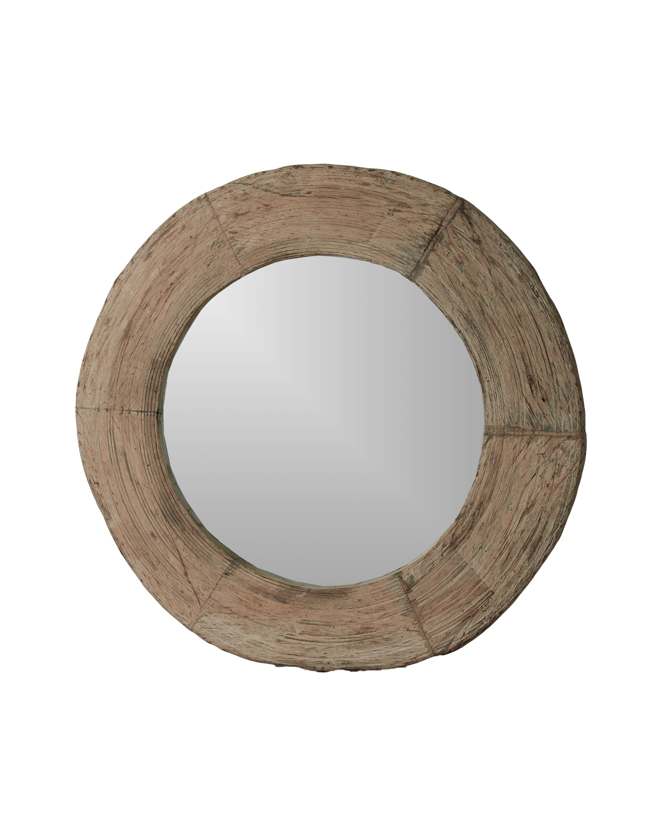 Reclaimed Wheel Mirror - Bleached from India made of Wood
