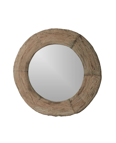 Reclaimed Wheel Mirror - Bleached from India made of Wood