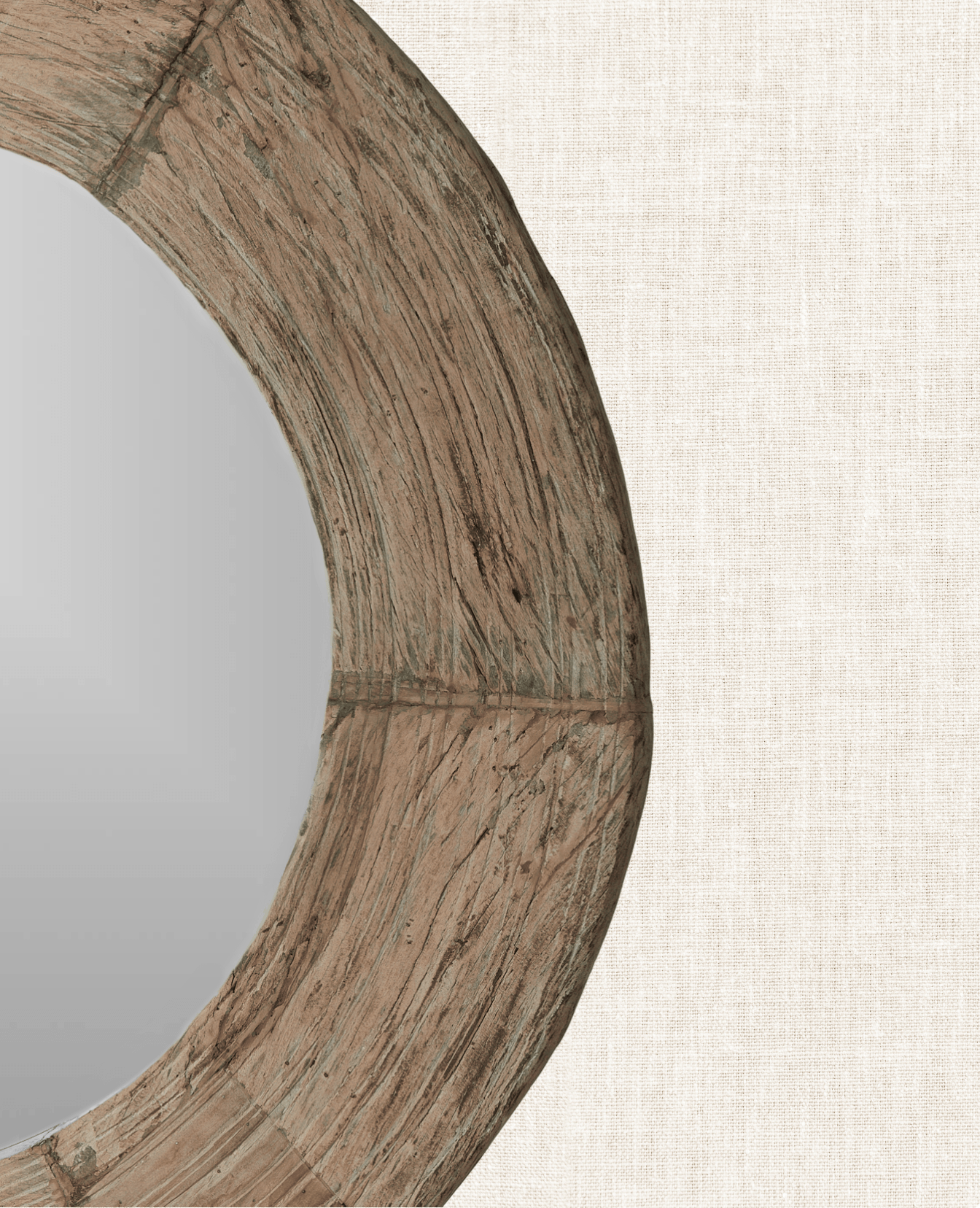 Reclaimed Wheel Mirror - Bleached from India made of Wood