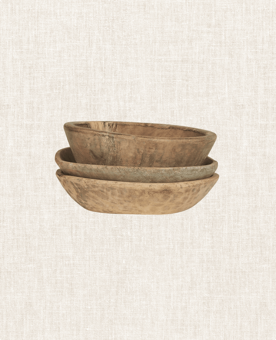 Vintage Wood Bowl - Bleached from India made of Wood