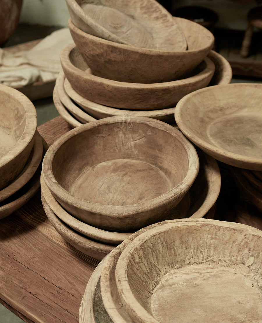 Vintage Wood Bowl - Bleached from India made of Wood