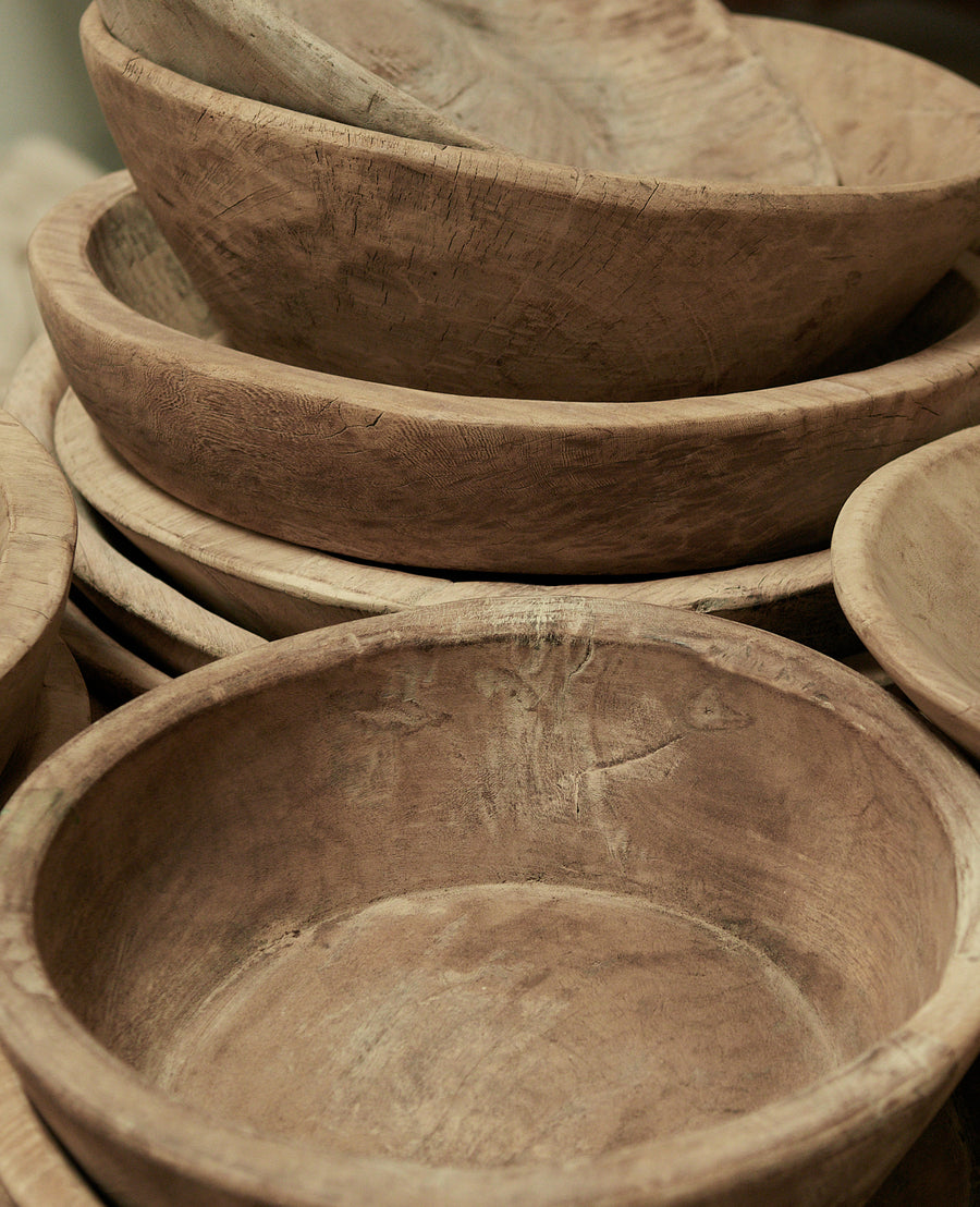 Vintage Wood Bowl - Bleached from India made of Wood