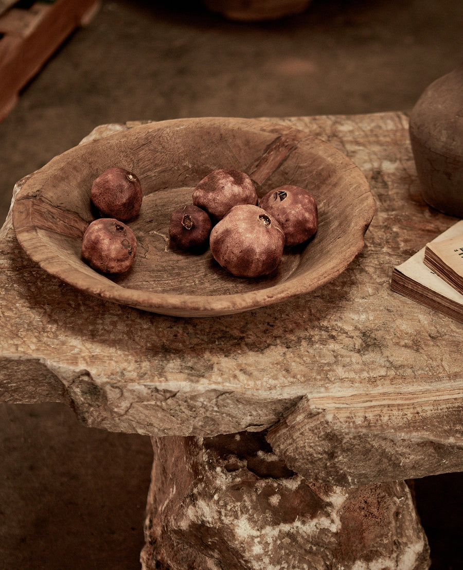 Vintage Wood Bowl - Natural from India made of Wood