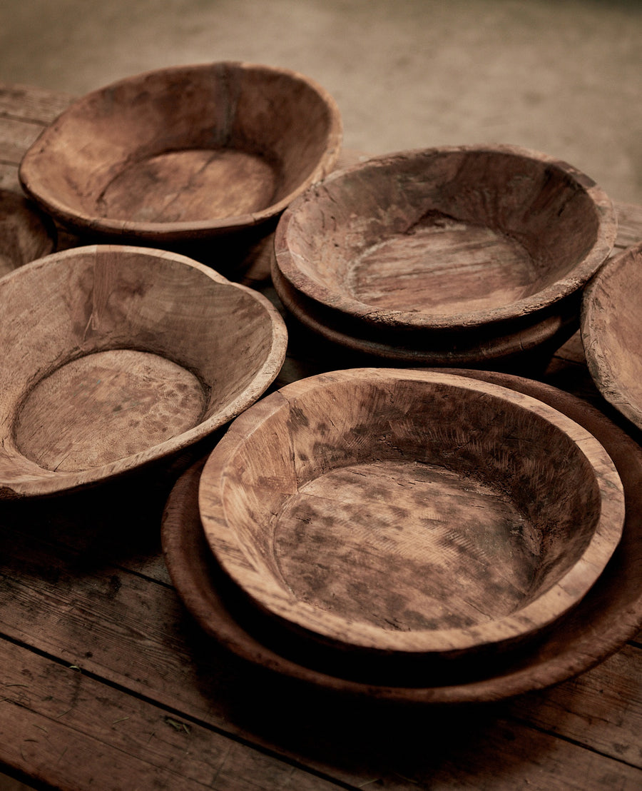 Vintage Wood Bowl - Natural from India made of Wood