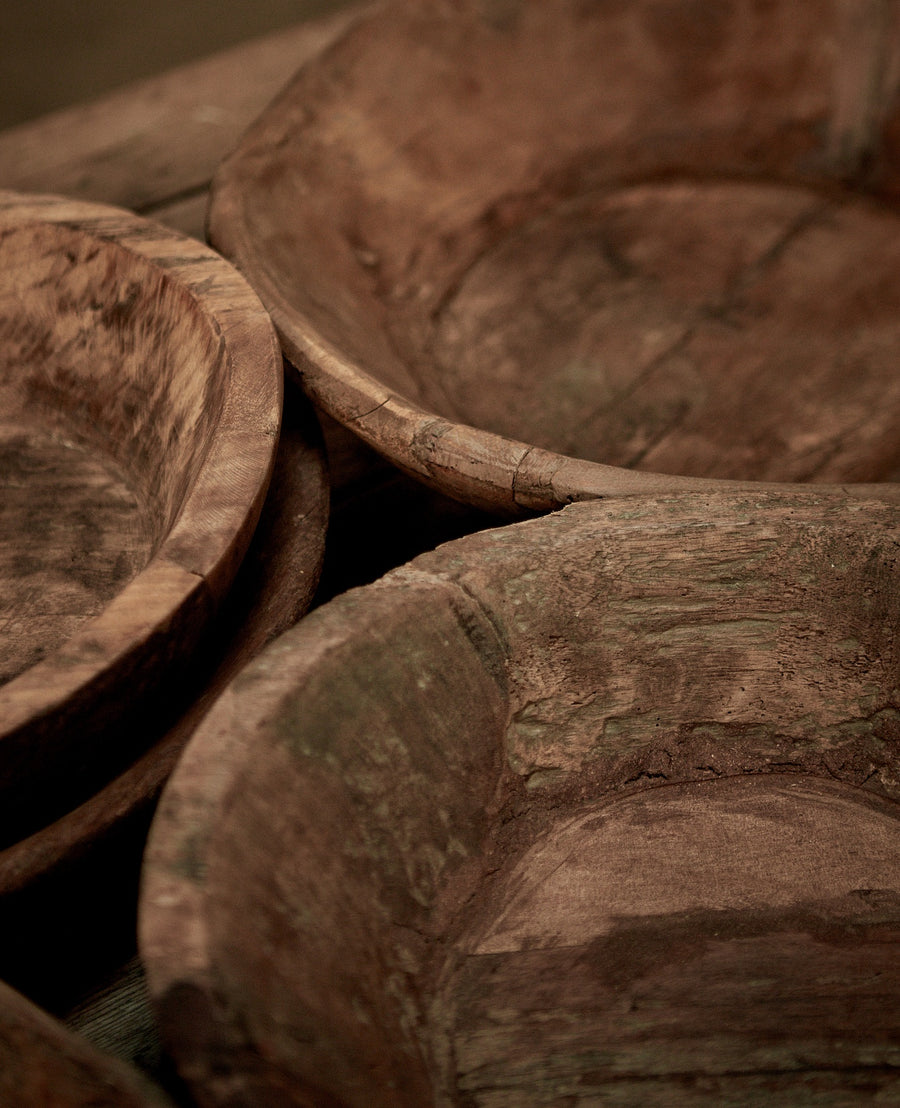 Vintage Wood Bowl - Natural from India made of Wood