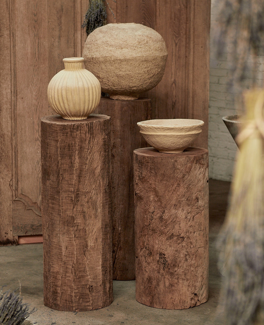 Vintage Wood Pedestal - Round Assorted from India made of Wood