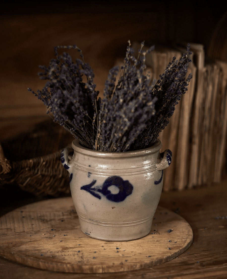 Antique Confit Jar - Blue Alsace Glaze from France made of Ceramic